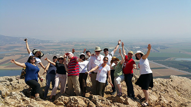 Pilgrims with Archbishop Lépine in Holy Land