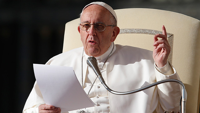 Le pape François durant l'audience générale du 22 novembre 2017