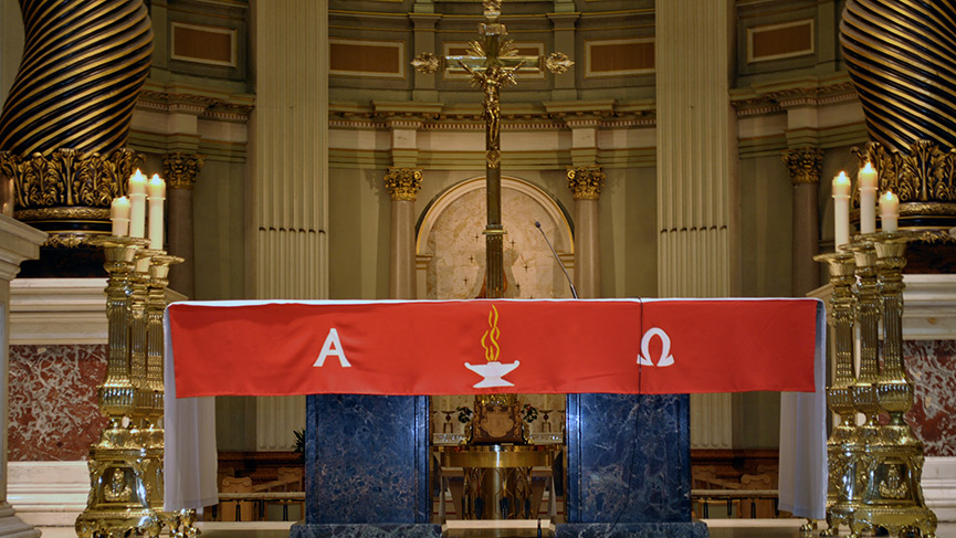 Mary Queen of the World Cathedral before a Mass for persecuted Christians