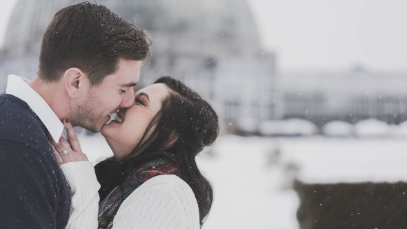 Married couple in the winter
