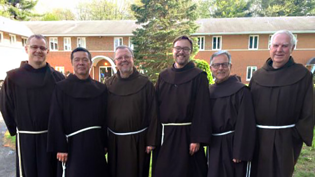 Left to right : Néhémie Prybinski, Aimé Dô Van Thông, Michel Boyer &#40;vicar&#41;, Pierre Charland &#40;Provincial Minister&#41;, Pierre Brunette et Henri Éthier