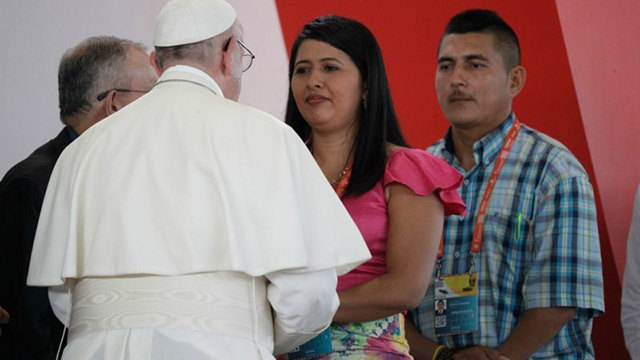 Pope Francis meeting Colombians