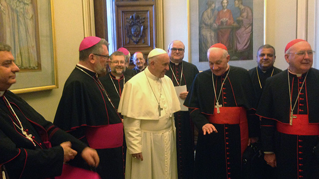The bishops of Quebec meeting with Pope Francis