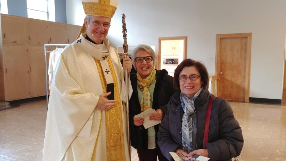 Two ladies, both benefactors and fans, chanced upon Most Reverend Christian Lépine, Archbishop of Montreal, in the vestry just before Mass.