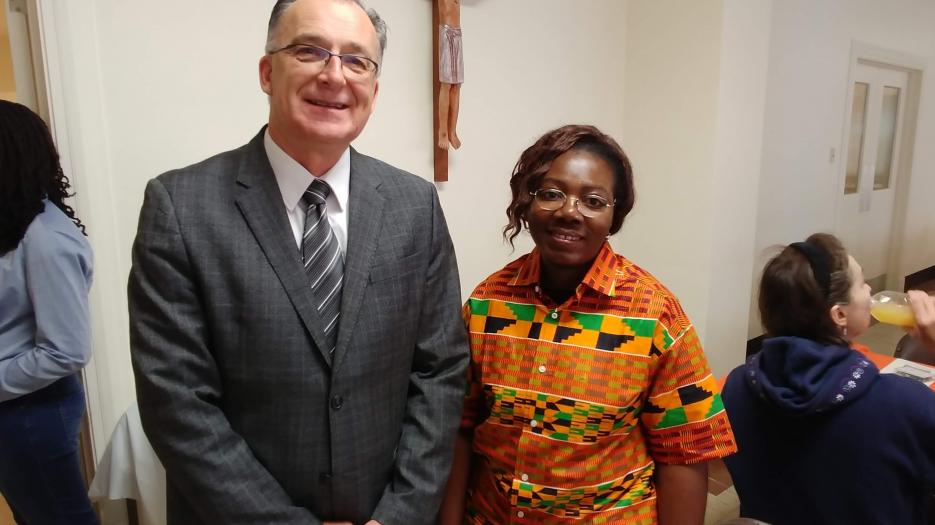 Benoît Cardin with his “excellent assistant,” Jeanne Folly. They both now work within a new diocesan office: the Office for Development and Planned Giving.