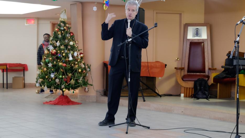 Mgr Christian Lépine adressait ses voeux à l'assemblée. (Photo : Richard Maltais)