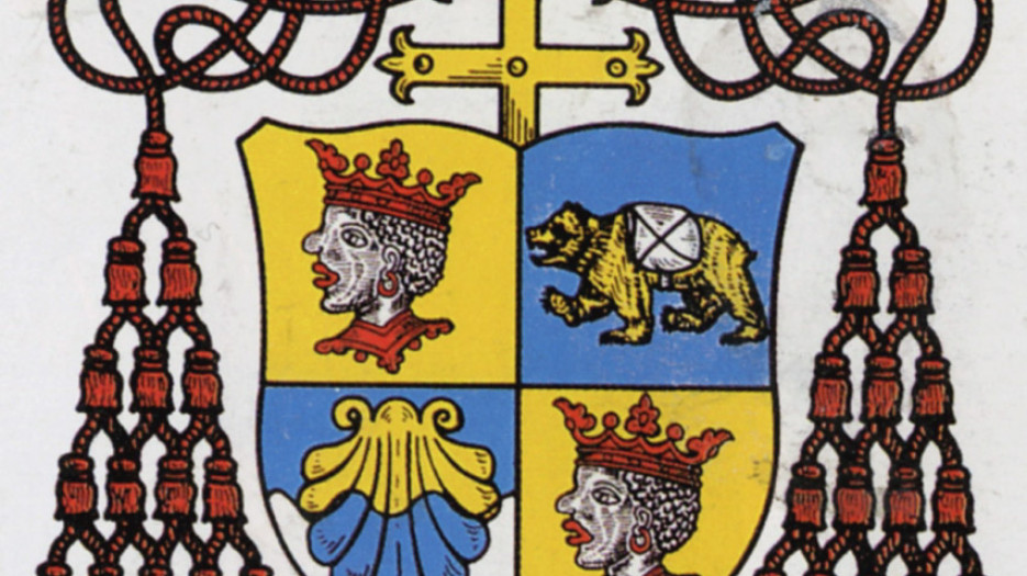 The Cardinal's coat of arms with the inscription Cooperatores veritatis (Cooperators of Truth), taken from the third letter of St. John to indicate the continuity of the ministry of theologian and pastor.